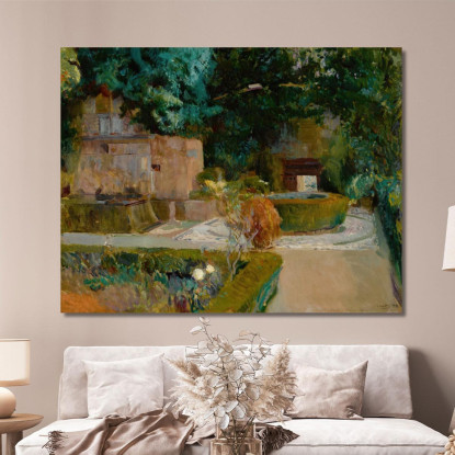 Giardino Dell'Adarves Alhambra Granada  Joaquín Sorolla jsr46 quadro stampato su tela