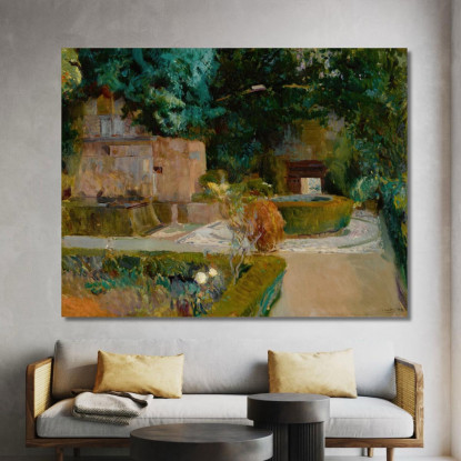 Giardino Dell'Adarves Alhambra Granada  Joaquín Sorolla jsr46 quadro stampato su tela