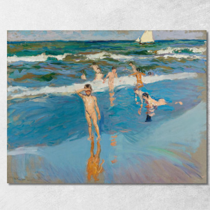 Bambini In Mare Spiaggia Di Valencia Bambini In Mare Spiaggia Di Valencia Joaquín Sorolla jsr69 quadro stampato su tela