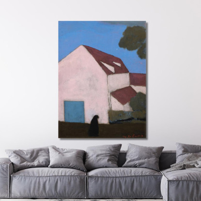 Facciata Di Fattoria Rosa Silhouette Di Donna Léon Spilliaert lsp44 quadro stampato su tela