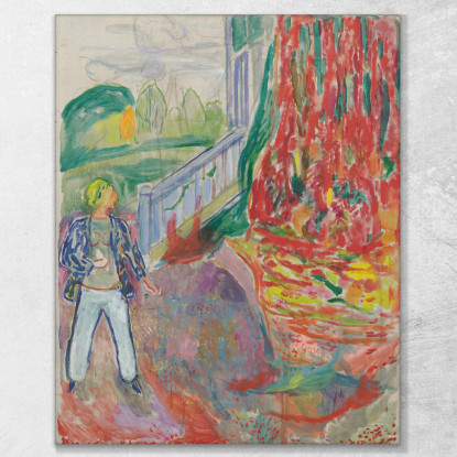 Donna Dal Passo Della Veranda Edvard Munch em399 quadro stampato su tela