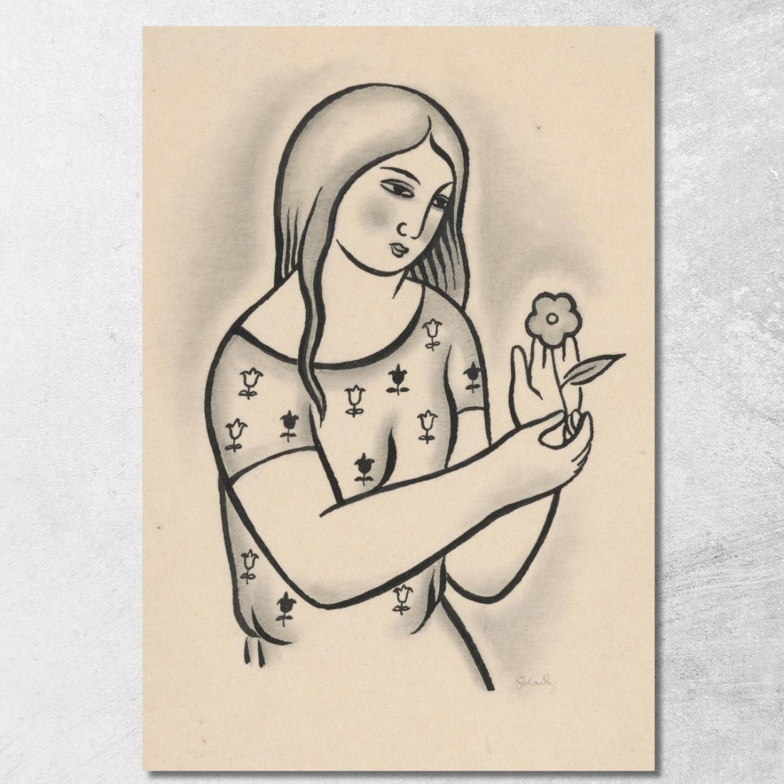 Ragazza Con Un Fiore Mikuláš Galanda mgl36 quadro stampato su tela Ragazza Con Un Fiore Mikuláš Galanda mgl36 quadro stampato su tela