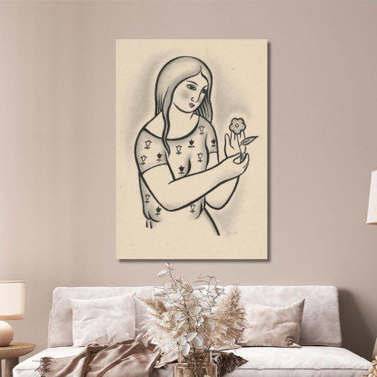 Ragazza Con Un Fiore Mikuláš Galanda mgl36 quadro stampato su tela