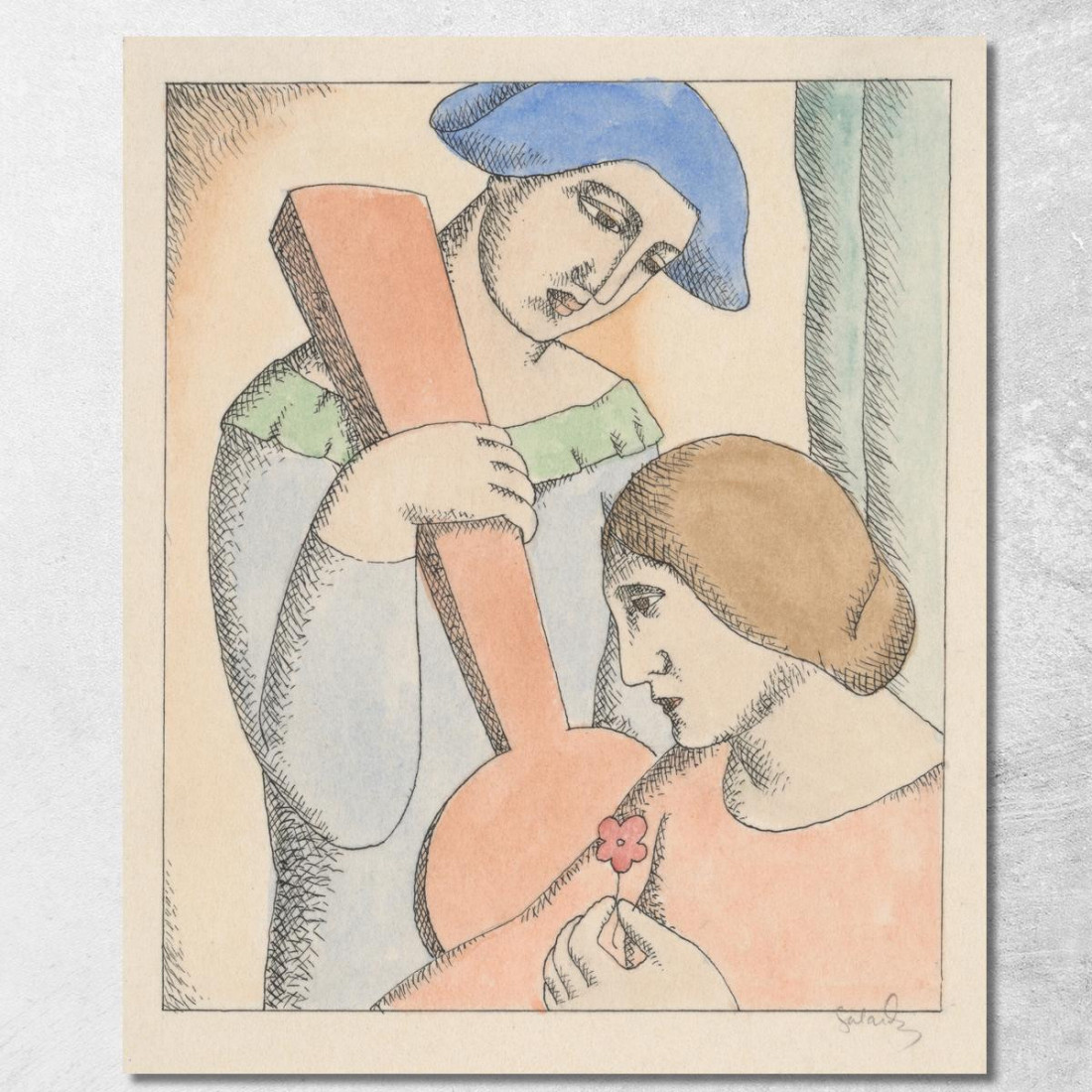 Gli Amanti Arlecchino E Colombina Mikuláš Galanda mgl60 quadro stampato su tela Gli Amanti Arlecchino E Colombina Mikuláš Galanda mgl60 quadro stampato su tela