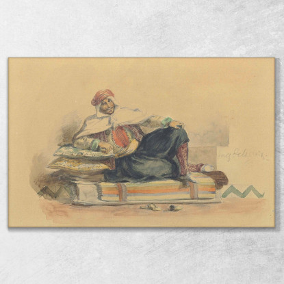 Un Berbero Seduto Su Un Divano Basso Eugène Delacroix edx1 quadro stampato su tela