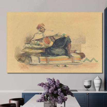 Un Berbero Seduto Su Un Divano Basso Eugène Delacroix edx1 quadro stampato su tela
