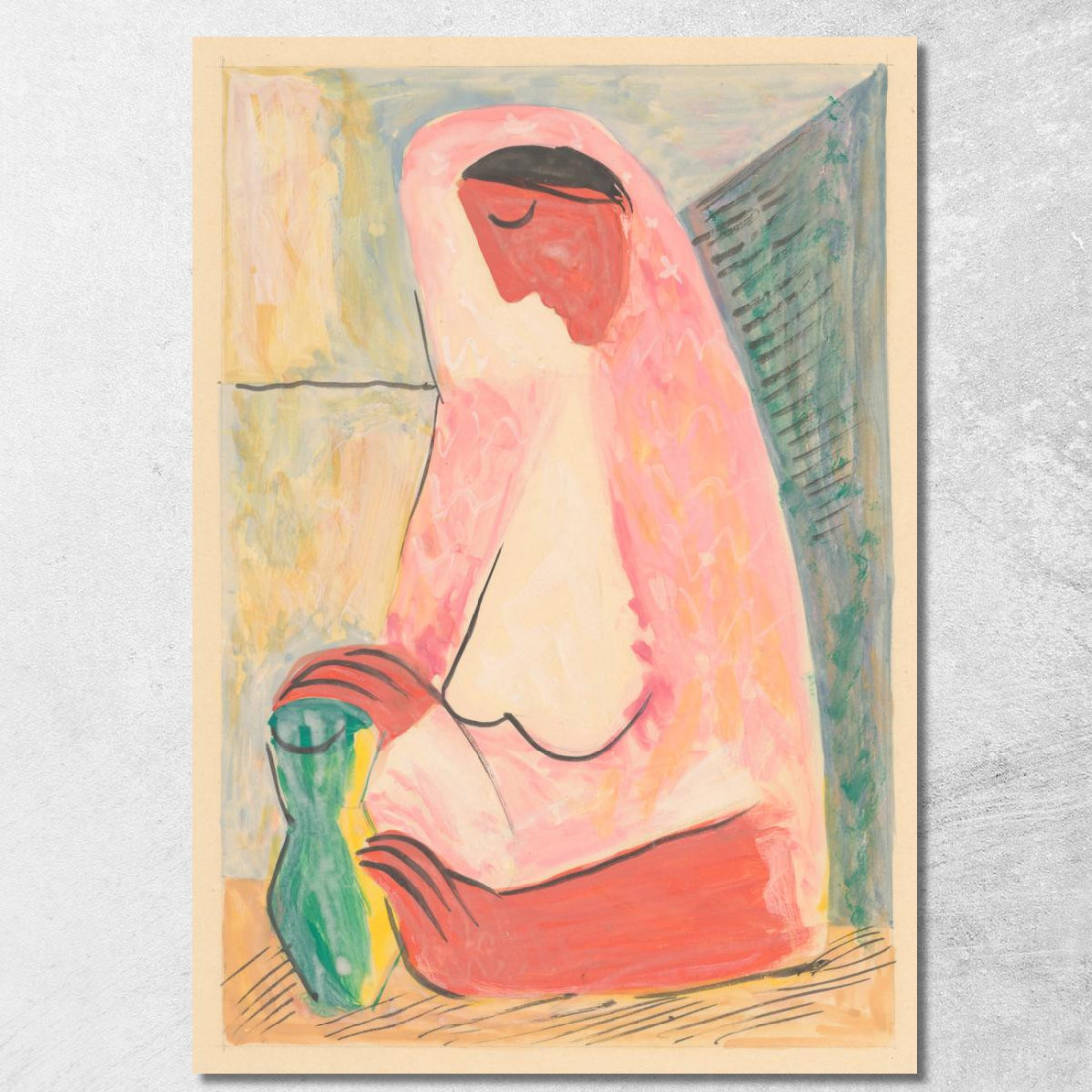 Donna Con Un Vaso Mikuláš Galanda mgl141 quadro stampato su tela Donna Con Un Vaso Mikuláš Galanda mgl141 quadro stampato su tela