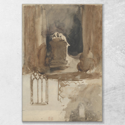 Una Tomba E Studi Di Finestre Nella Chiesa Dell'Abbazia Di Valmont Eugène Delacroix edx5 quadro stampato su tela