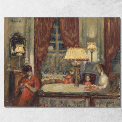 Serata Sotto Le Lampade Pierre Bonnard pbn10 quadro stampato su tela