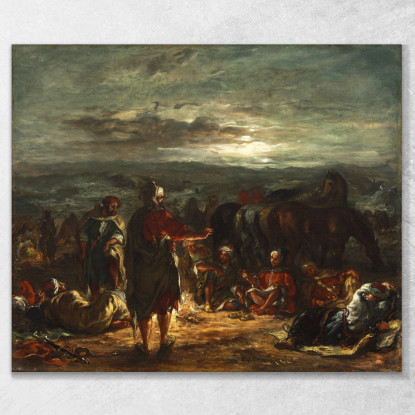 Un Accampamento Arabo Di Notte Eugène Delacroix edx8 quadro stampato su tela