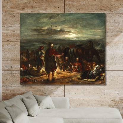 Un Accampamento Arabo Di Notte Eugène Delacroix edx8 quadro stampato su tela
