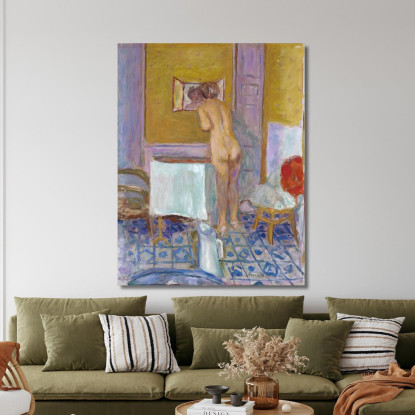 Nuda Con Un Panno Rosso Nuda Al Suo Bagno Pierre Bonnard pbn51 quadro stampato su tela