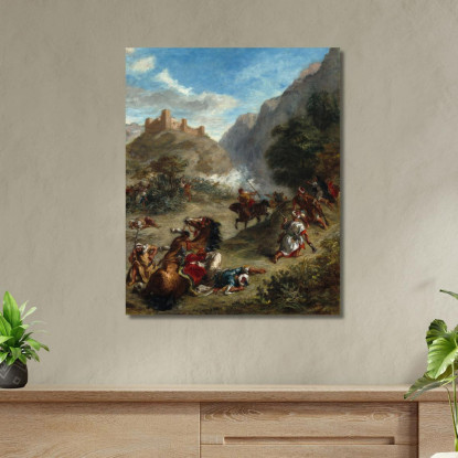 Gli Arabi Schermagliano Sulle Montagne Eugène Delacroix edx14 quadro stampato su tela
