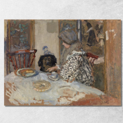 Donna E Cane A Tavola Pierre Bonnard pbn75 quadro stampato su tela