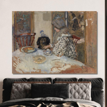 Donna E Cane A Tavola Pierre Bonnard pbn75 quadro stampato su tela