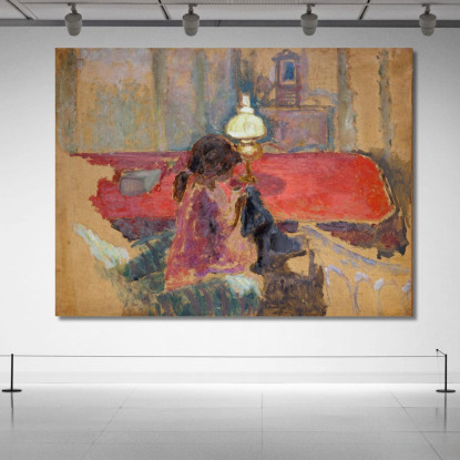 Donna Con Lampada Pierre Bonnard pbn76 quadro stampato su tela