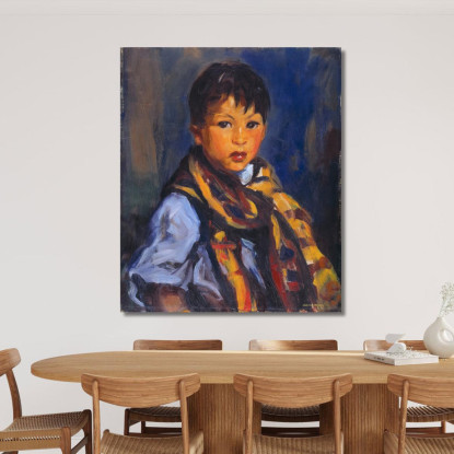 Ragazzo Con Sciarpa Scozzese Robert Henri rhn6 quadro stampato su tela