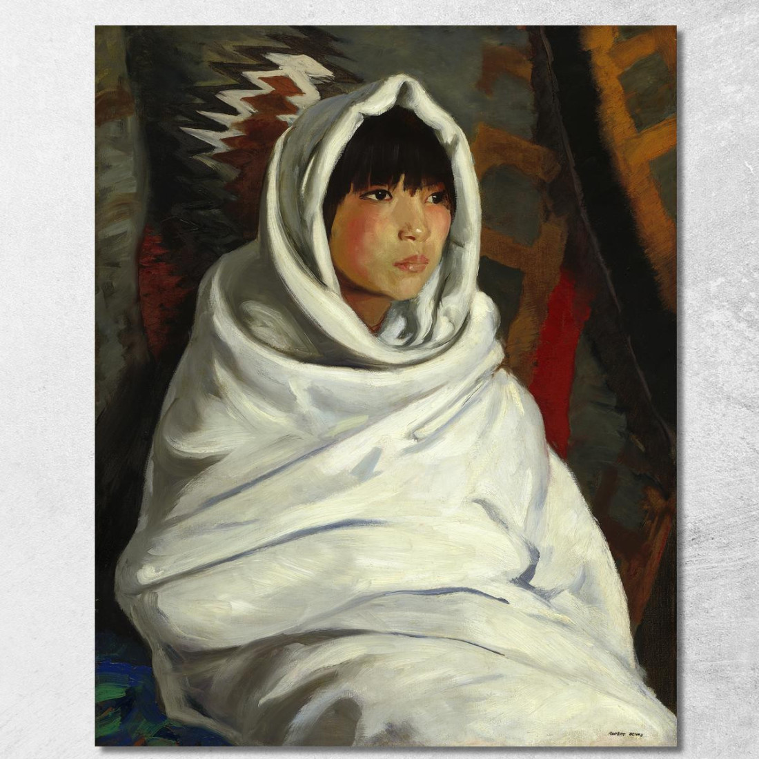 Ragazza Indiana In Coperta Bianca Robert Henri rhn29 quadro stampato su tela Ragazza Indiana In Coperta Bianca Robert Henri rhn29 quadro stampato su tela