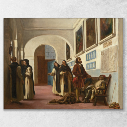 Cristoforo Colombo E Suo Figlio A La Rábida Eugène Delacroix edx22 quadro stampato su tela