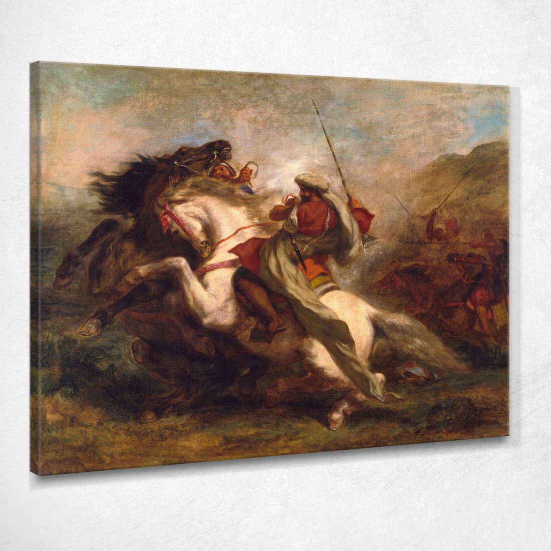 Collisione Di Cavalieri Moreschi Eugène Delacroix edx24 quadro stampato su tela Collisione Di Cavalieri Moreschi Eugène Delacroix edx24 quadro stampato su tela