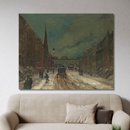 Scena Di Strada Con Neve 57A Strada New York. Robert Henri rhn63 quadro stampato su tela