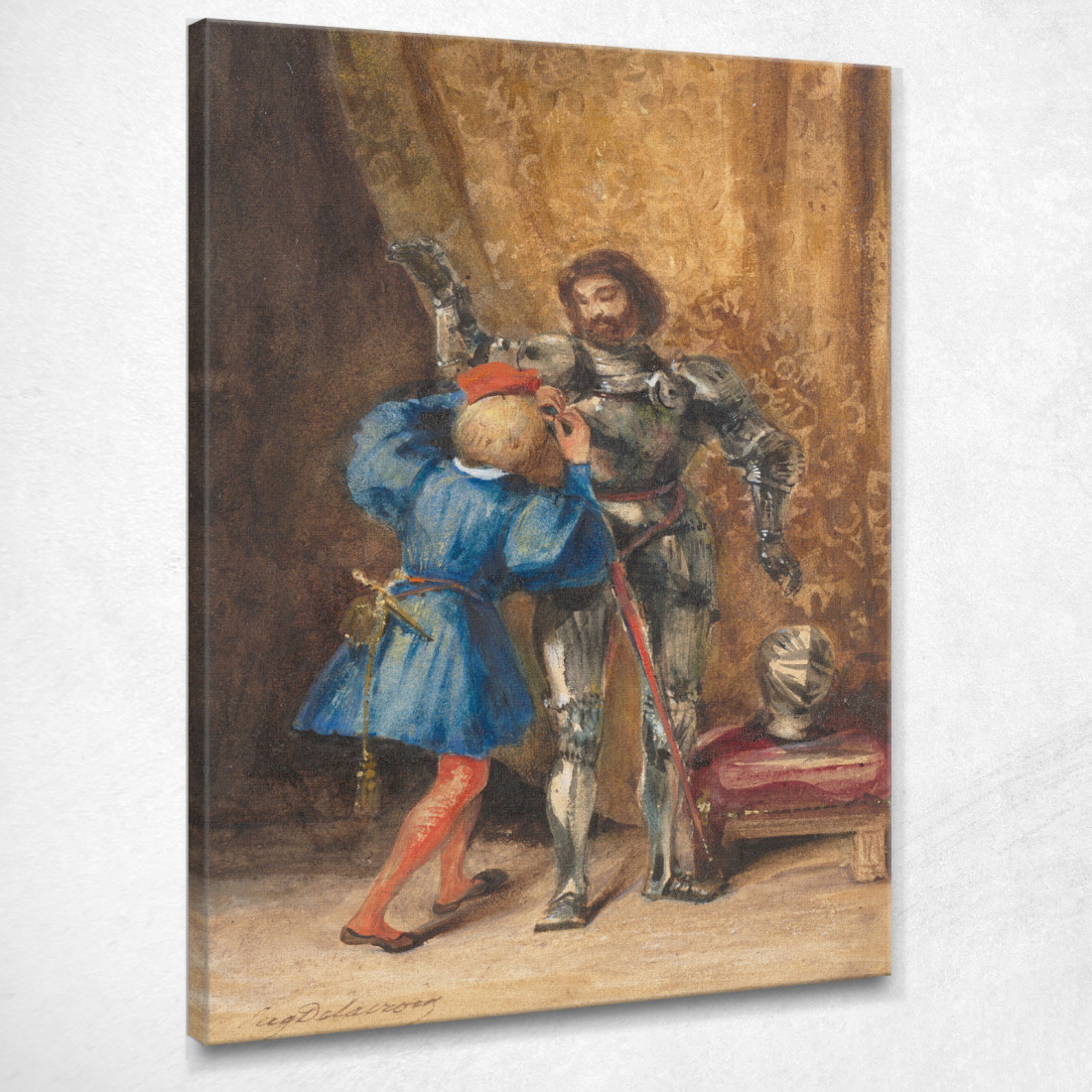 Goetz Von Berlichingen Vestito Con L'Armatura Dal Suo Page George Eugène Delacroix edx43 quadro stampato su tela Goetz Von Berlichingen Vestito Con L'Armatura Dal Suo Page George Eugène Delacroix edx43 quadro stampato su tela