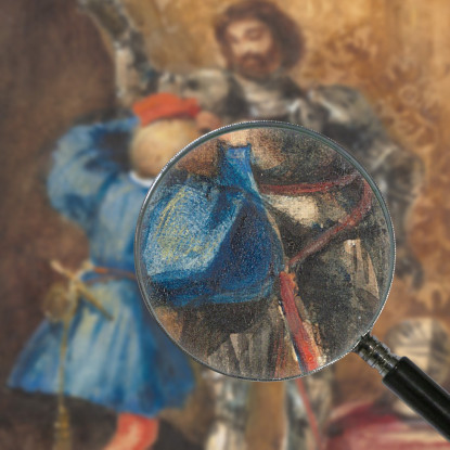Goetz Von Berlichingen Vestito Con L'Armatura Dal Suo Page George Eugène Delacroix edx43 quadro stampato su tela