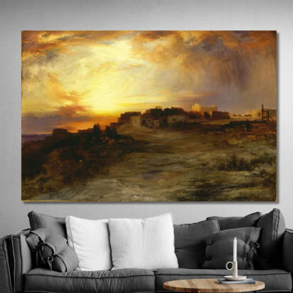 Pueblo Al Tramonto Laguna Thomas Moran tmr50 quadro stampato su tela