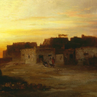 Pueblo Al Tramonto Laguna Thomas Moran tmr50 quadro stampato su tela