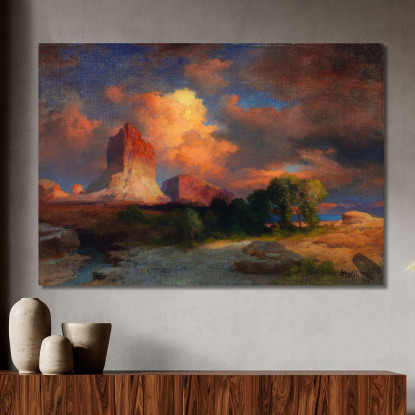 Tramonto Nuvola Green River Wyoming Thomas Moran tmr55 quadro stampato su tela