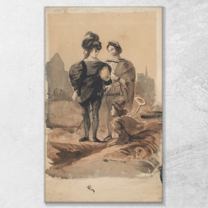 Amleto E Orazio Al Cimitero Eugène Delacroix edx49 quadro stampato su tela