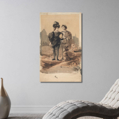 Amleto E Orazio Al Cimitero Eugène Delacroix edx49 quadro stampato su tela