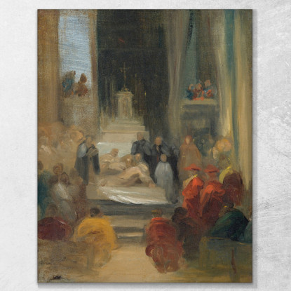 Interno Di Una Chiesa Ordinazione Dei Carmelitani Eugène Delacroix edx59 quadro stampato su tela
