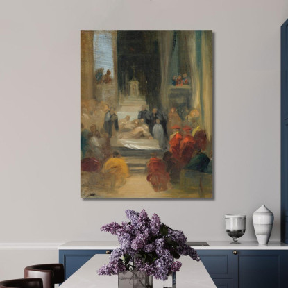 Interno Di Una Chiesa Ordinazione Dei Carmelitani Eugène Delacroix edx59 quadro stampato su tela