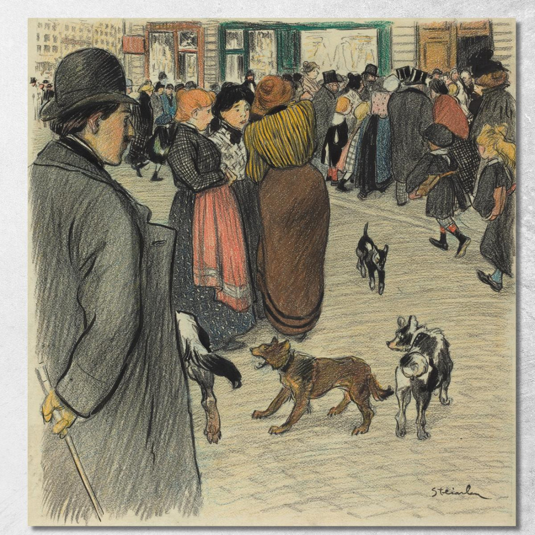 Guardando La Folla Théophile Alexandre Steinlen tas57 quadro stampato su tela Guardando La Folla Théophile Alexandre Steinlen tas57 quadro stampato su tela