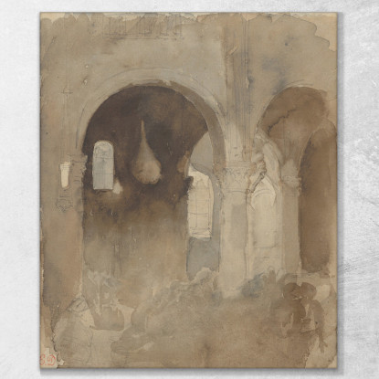 Interno Della Chiesa Dell'Abbazia Di Valmont Eugène Delacroix edx60 quadro stampato su tela