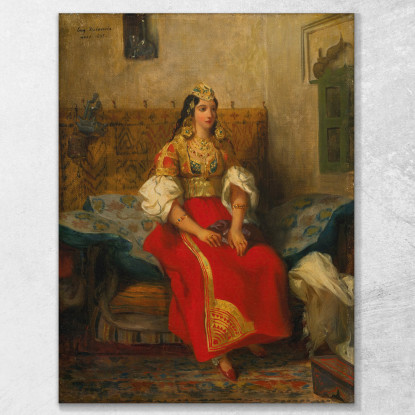 Donna Ebrea Di Tangeri In Costume Da Appartamento Eugène Delacroix edx61 quadro stampato su tela