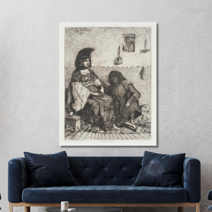Donna Ebrea Di Algeri Eugène Delacroix edx62 quadro stampato su tela