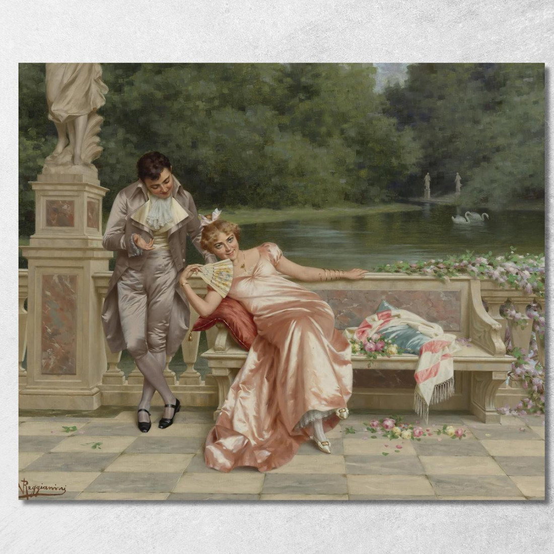 Il Flirt Vittorio Reggianini vrg18 quadro stampato su tela Il Flirt Vittorio Reggianini vrg18 quadro stampato su tela