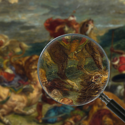 Caccia Al Leone Eugène Delacroix edx72 quadro stampato su tela