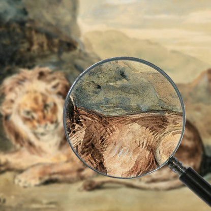 Leone Sdraiato In Un Paesaggio Eugène Delacroix edx73 quadro stampato su tela
