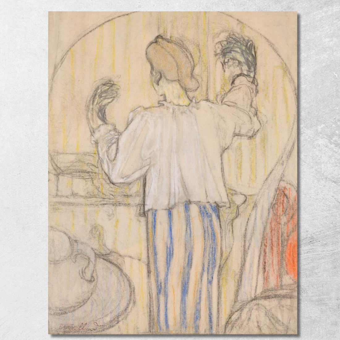 Davanti Allo Specchio Retto Édouard Vuillard evu23 quadro stampato su tela Davanti Allo Specchio Retto Édouard Vuillard evu23 quadro stampato su tela