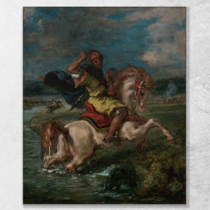 Cavaliere Marocchino Che Attraversa Un Guado Eugène Delacroix edx81 quadro stampato su tela