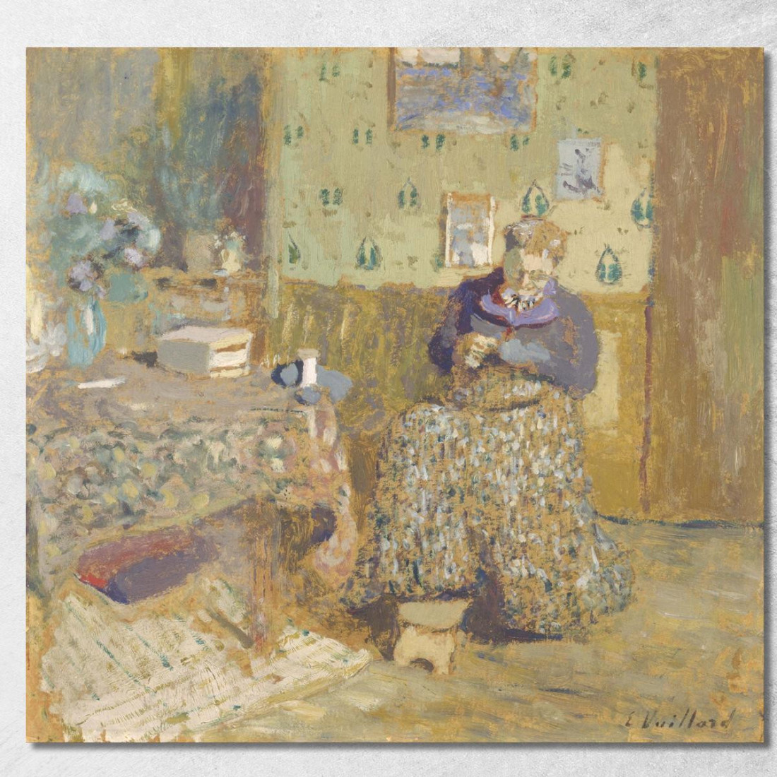 Madame Vuillard Cucito Édouard Vuillard evu112 quadro stampato su tela Madame Vuillard Cucito Édouard Vuillard evu112 quadro stampato su tela
