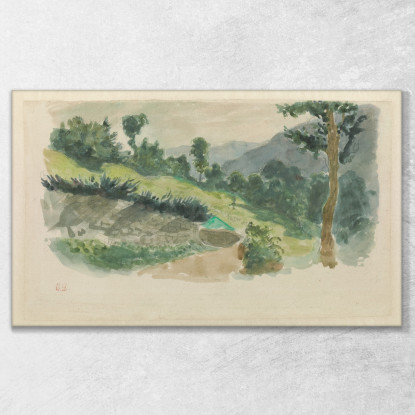 Sentiero Sul Fianco Di Una Montagna Eaux-Bonnes Nei Pirenei Eugène Delacroix edx88 quadro stampato su tela