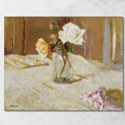 Rose In Un Vaso Di Vetro Édouard Vuillard evu146 quadro stampato su tela