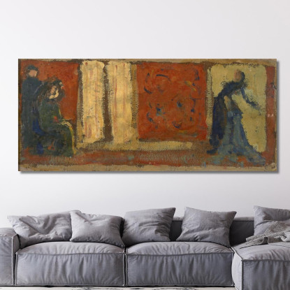 Studio Per Una Delle Sovrapporte Del Laboratorio Di Cucito Édouard Vuillard evu183 quadro stampato su tela