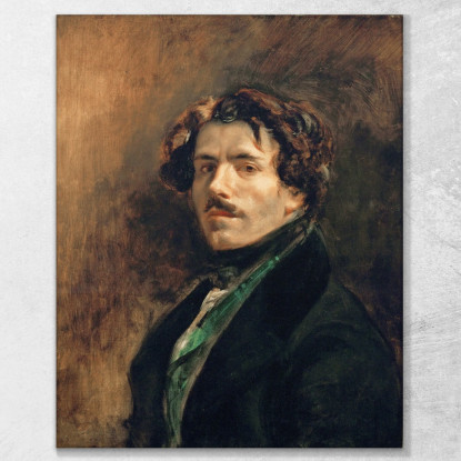 Autoritratto Con Gilet Verde Eugène Delacroix edx106 quadro stampato su tela