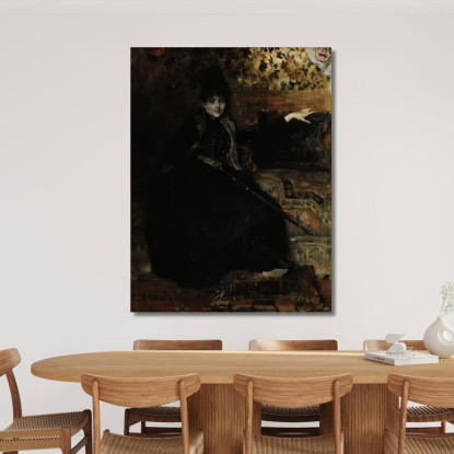 Signora In Nero Seduta Thérèse Noire Albert Edelfelt aed48 quadro stampato su tela