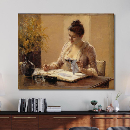 Signora Che Scrive Una Lettera Albert Edelfelt aed49 quadro stampato su tela